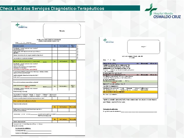 Check List dos Serviços Diagnóstico-Terapêuticos 