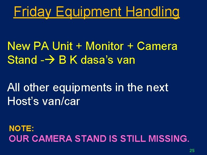 Friday Equipment Handling New PA Unit + Monitor + Camera Stand - B K