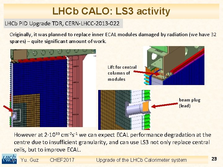 LHCb CALO: LS 3 activity LHCb PID Upgrade TDR, CERN-LHCC-2013 -022 Originally, it was