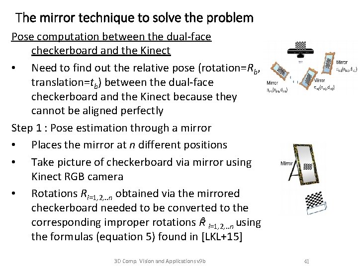 The mirror technique to solve the problem Pose computation between the dual-face checkerboard and