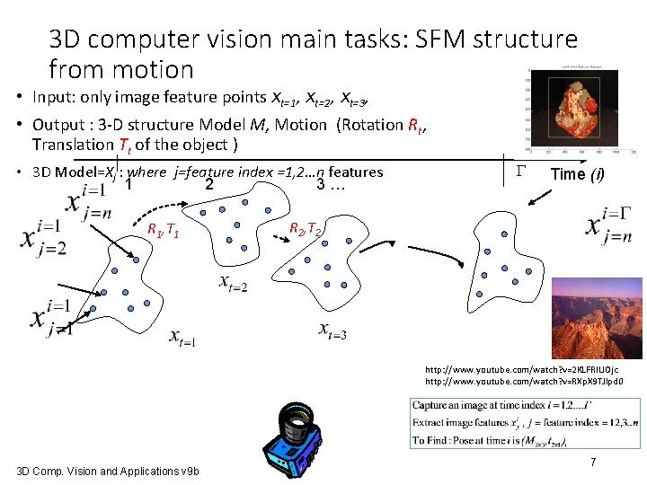 3 D computer vision main tasks: SFM structure from motion • Input: only image