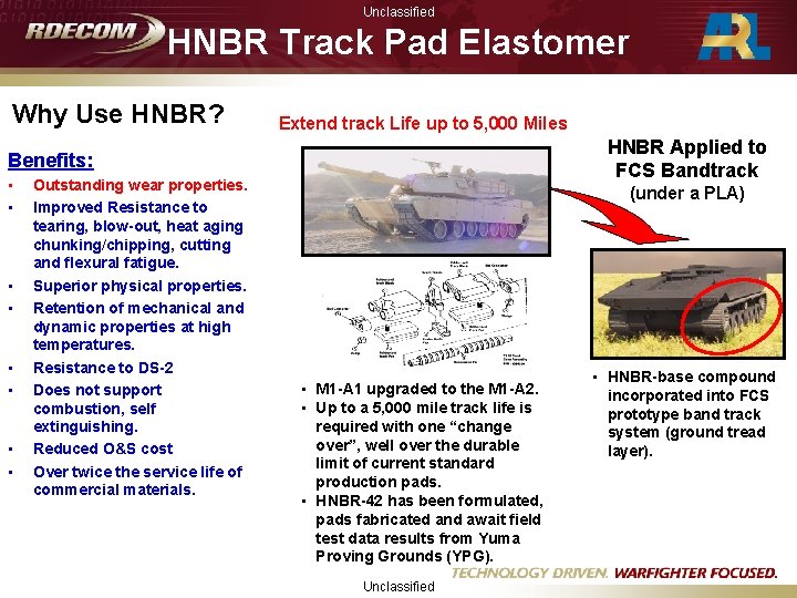 Unclassified HNBR Track Pad Elastomer Why Use HNBR? Extend track Life up to 5,