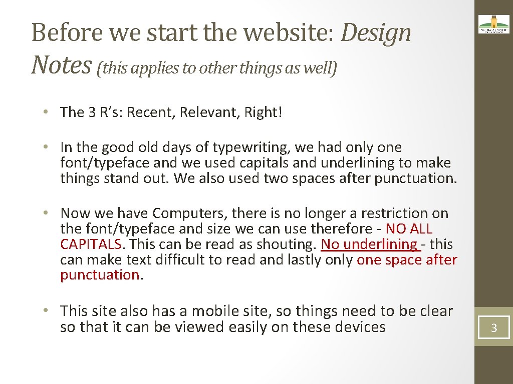 Before we start the website: Design Notes (this applies to other things as well)