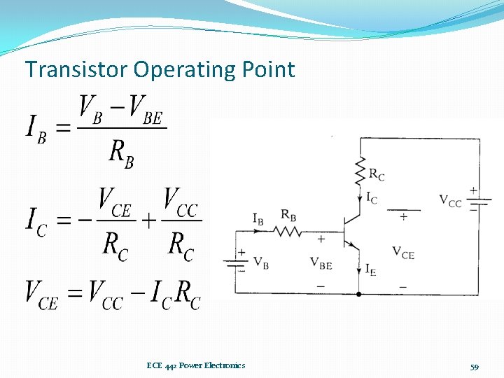 Transistor Operating Point ECE 442 Power Electronics 59 