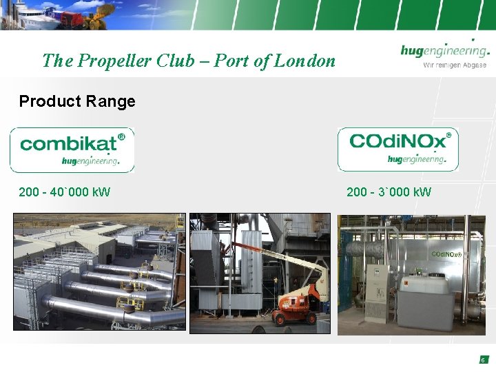 The Propeller Club – Port of London Product Range 200 - 40`000 k. W