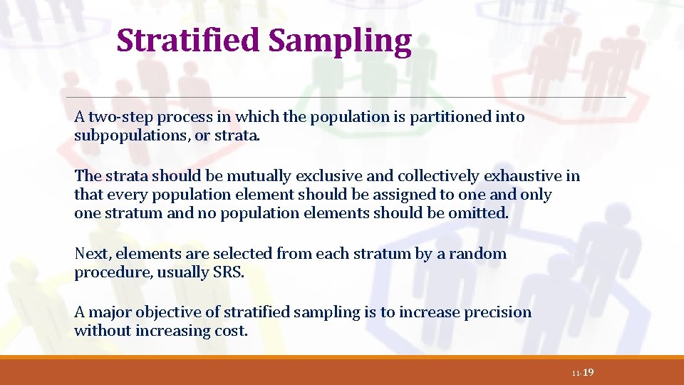 Stratified Sampling A two-step process in which the population is partitioned into subpopulations, or
