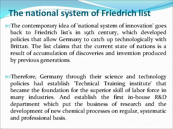 The national system of Friedrich list The contemporary idea of 'national system of innovation'