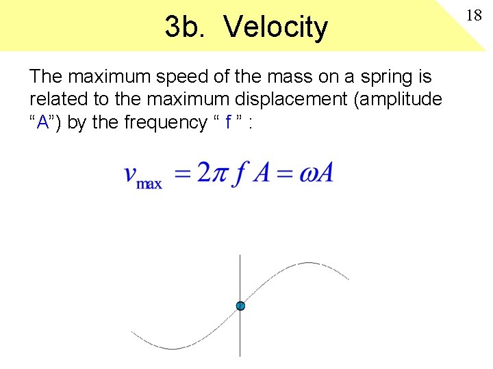 3 b. Velocity The maximum speed of the mass on a spring is related