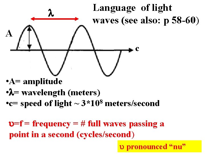  Language of light waves (see also: p 58 -60) A c • A=