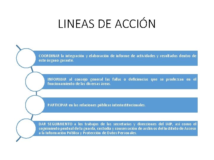 LINEAS DE ACCIÓN COORDINAR la integración y elaboración de informe de actividades y resultados