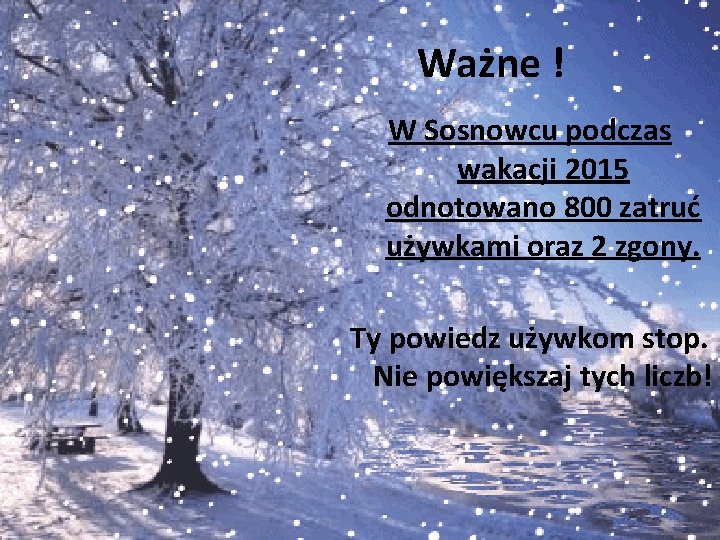 Ważne ! W Sosnowcu podczas wakacji 2015 odnotowano 800 zatruć używkami oraz 2 zgony.