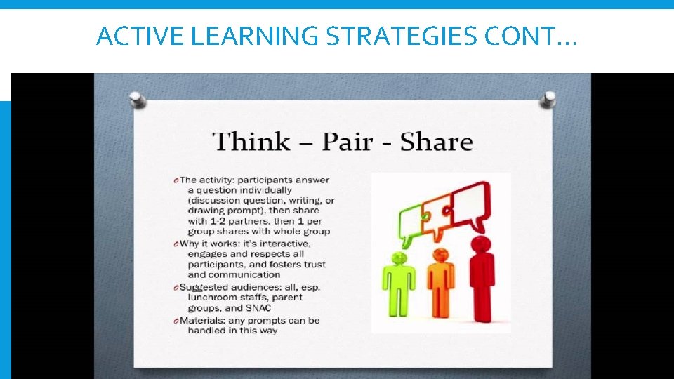 ACTIVE LEARNING STRATEGIES CONT… 