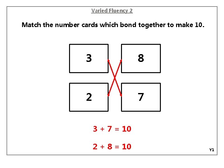 Varied Fluency 2 Match the number cards which bond together to make 10. 3