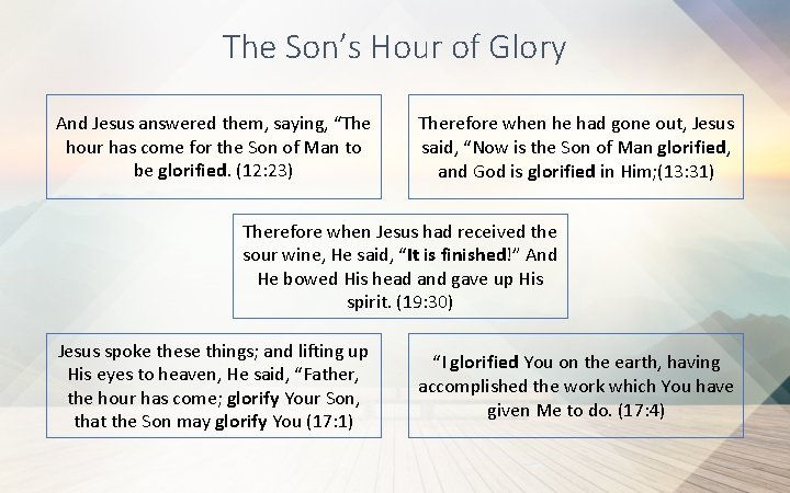 The Son’s Hour of Glory And Jesus answered them, saying, “The hour has come