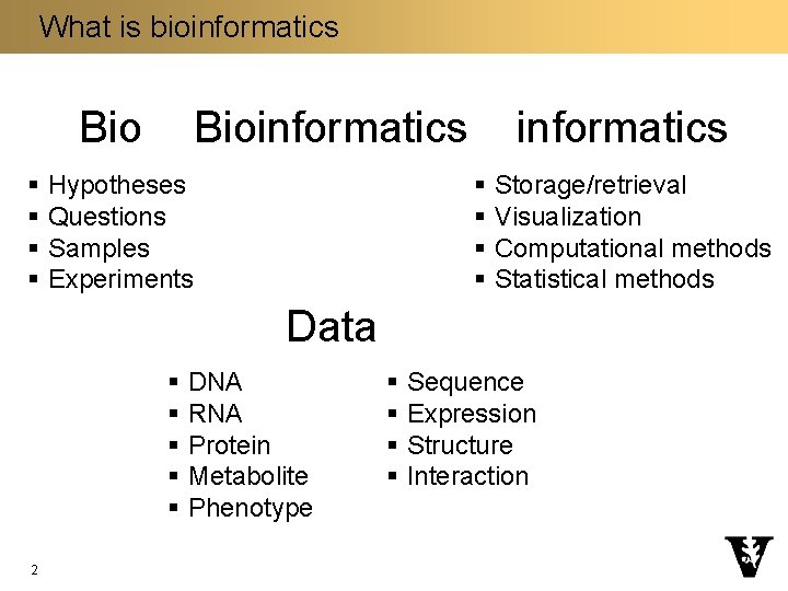 What is bioinformatics Bioinformatics § Hypotheses § Questions § Samples § Experiments informatics §