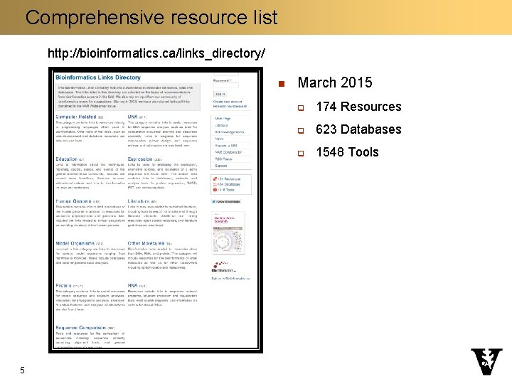 Comprehensive resource list http: //bioinformatics. ca/links_directory/ n 5 March 2015 q 174 Resources q