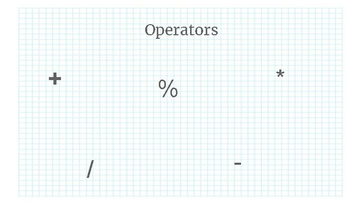 Operators + * % / - 