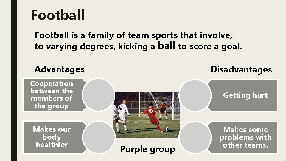 Football is a family of team sports that involve, to varying degrees, kicking a