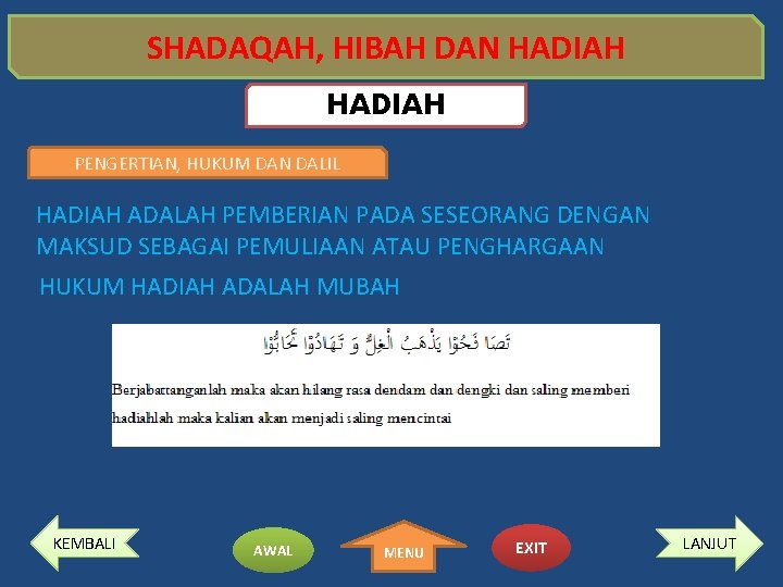 SHADAQAH, HIBAH DAN HADIAH PENGERTIAN, HUKUM DAN DALIL HADIAH ADALAH PEMBERIAN PADA SESEORANG DENGAN