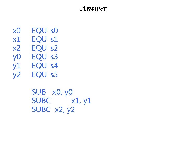 Answer x 0 x 1 x 2 y 0 y 1 y 2 EQU