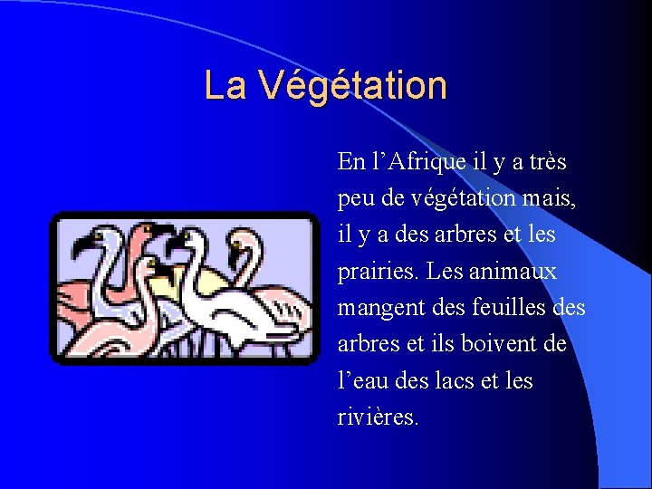 La Végétation En l’Afrique il y a très peu de végétation mais, il y