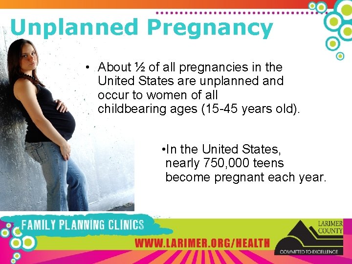 Unplanned Pregnancy • About ½ of all pregnancies in the United States are unplanned