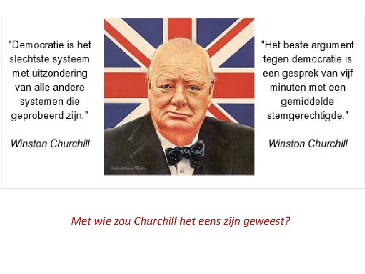 Met wie zou Churchill het eens zijn geweest? 