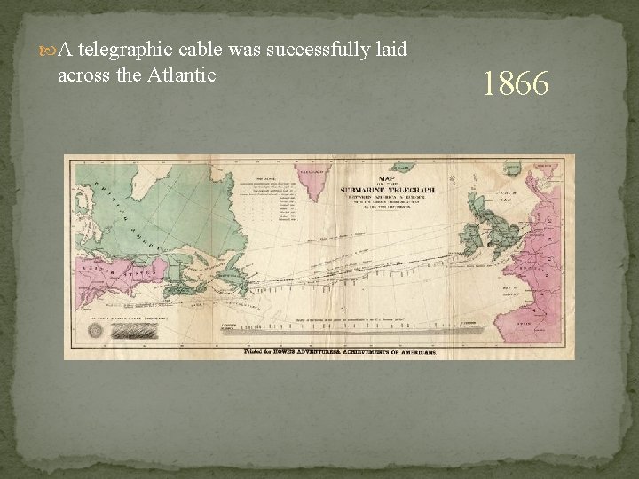  A telegraphic cable was successfully laid across the Atlantic 1866 