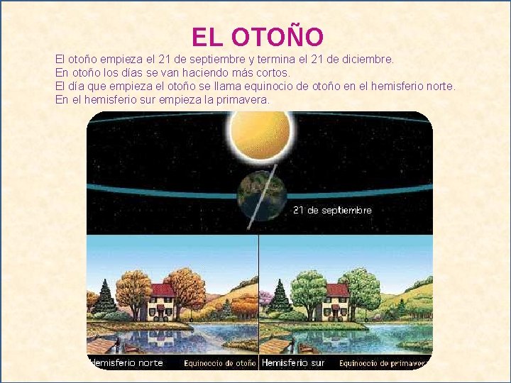 EL OTOÑO El otoño empieza el 21 de septiembre y termina el 21 de
