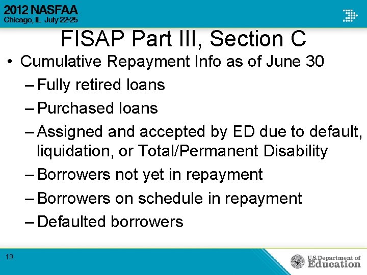 FISAP Part III, Section C • Cumulative Repayment Info as of June 30 – FISAP Part III, Section C • Cumulative Repayment Info as of June 30 –