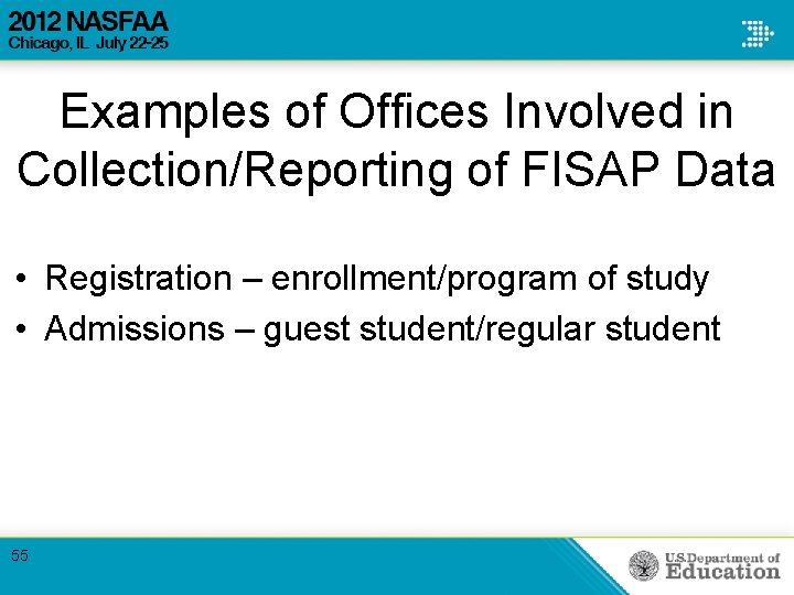 Examples of Offices Involved in Collection/Reporting of FISAP Data • Registration – enrollment/program of Examples of Offices Involved in Collection/Reporting of FISAP Data • Registration – enrollment/program of
