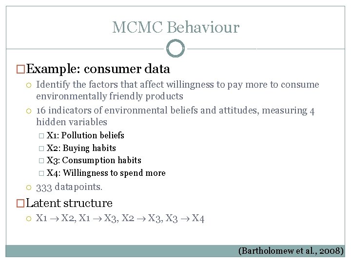 MCMC Behaviour �Example: consumer data Identify the factors that affect willingness to pay more