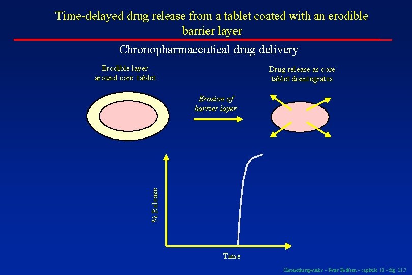 Time-delayed drug release from a tablet coated with an erodible barrier layer Chronopharmaceutical drug