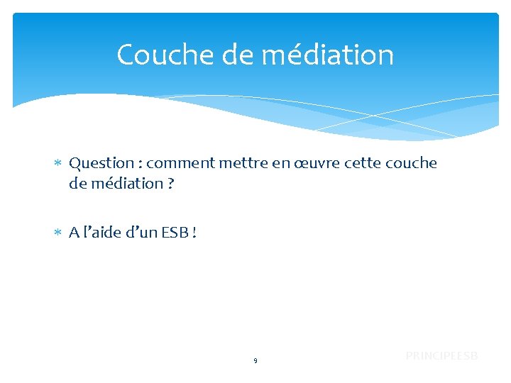 Couche de médiation Question : comment mettre en œuvre cette couche de médiation ?