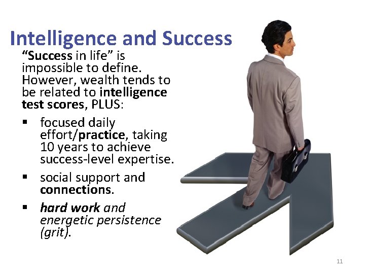 Intelligence and Success “Success in life” is impossible to define. However, wealth tends to