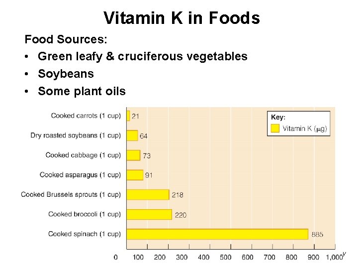 Vitamin K in Foods Food Sources: • Green leafy & cruciferous vegetables • Soybeans