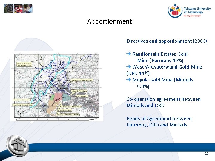 Decant started March 2002 – Apportionment Harmony emergency measures Directives and apportionment (2006) Randfontein