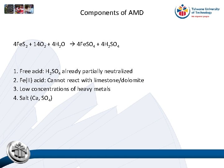 Components of AMD 4 Fe. S 2 + 14 O 2 + 4 H