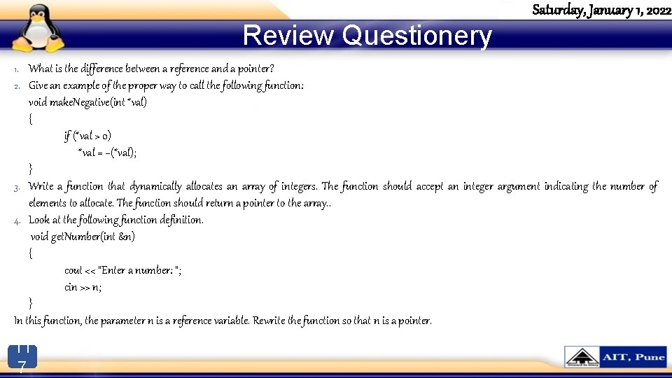 Review Questionery Saturday, January 1, 2022 1. What is the difference between a reference