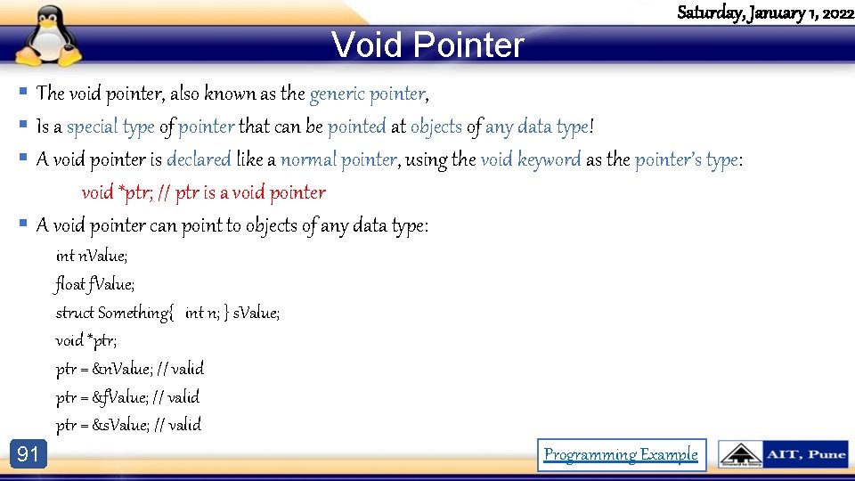 Void Pointer Saturday, January 1, 2022 § The void pointer, also known as the