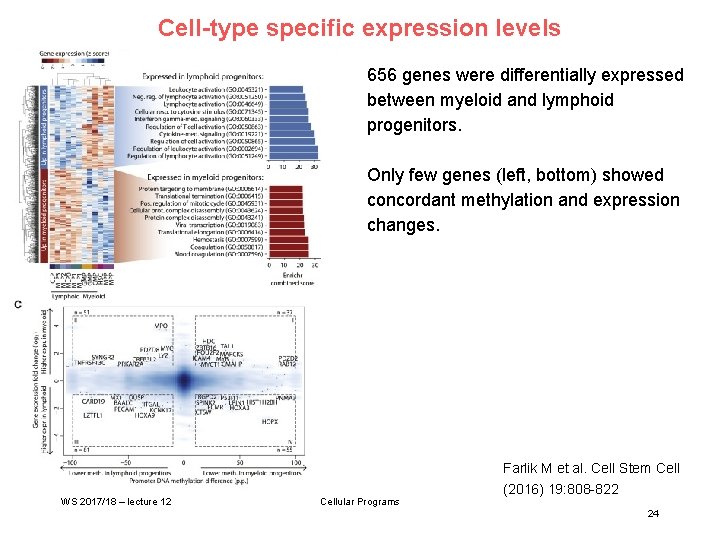 Cell-type specific expression levels 656 genes were differentially expressed between myeloid and lymphoid progenitors.