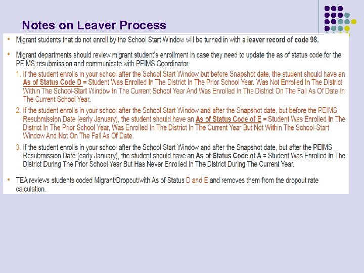 Notes on Leaver Process 