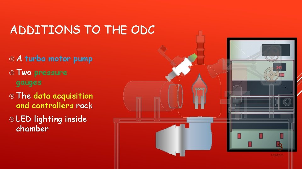 ADDITIONS TO THE ODC A turbo motor pump Two pressure gauges 341 The data