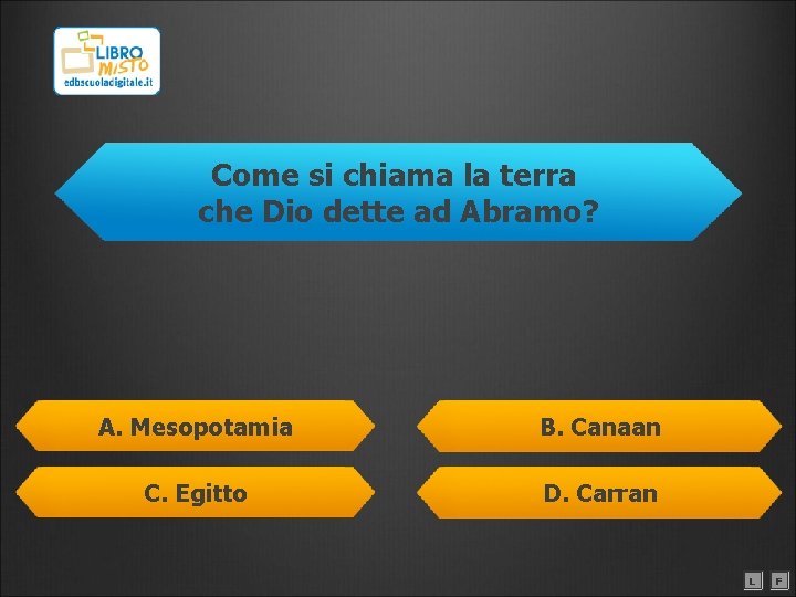 Come si chiama la terra che Dio dette ad Abramo? A. Mesopotamia B. Canaan