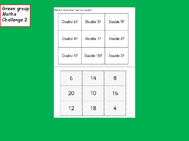 Green group Maths Challenge 2 