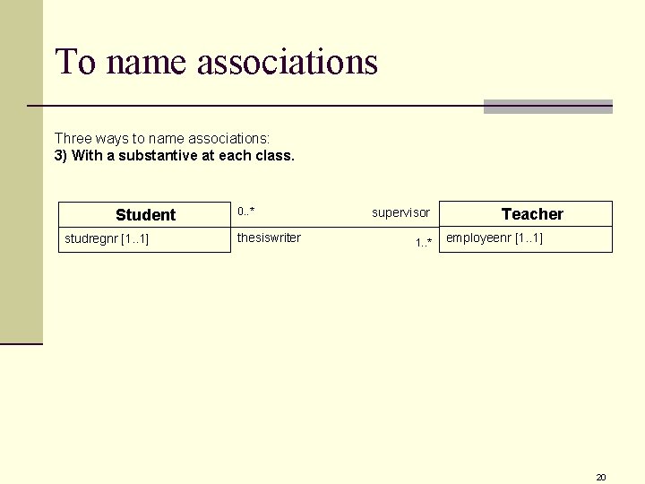 To name associations Three ways to name associations: 3) With a substantive at each To name associations Three ways to name associations: 3) With a substantive at each