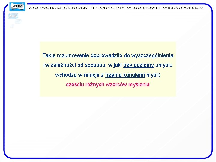 Takie rozumowanie doprowadziło do wyszczególnienia (w zależności od sposobu, w jaki trzy poziomy umysłu