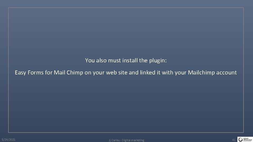You also must install the plugin: Easy Forms for Mail Chimp on your web