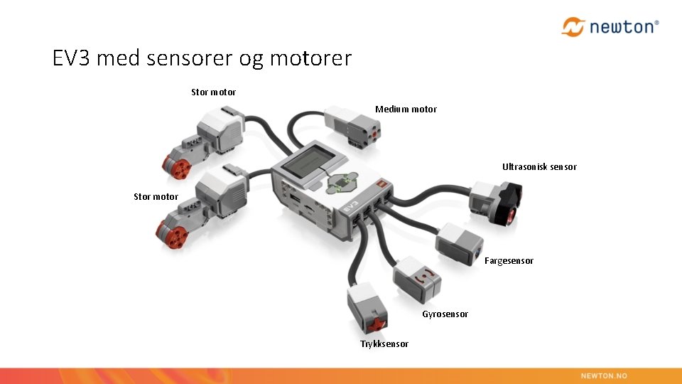 EV 3 med sensorer og motorer Stor motor Medium motor Ultrasonisk sensor Stor motor