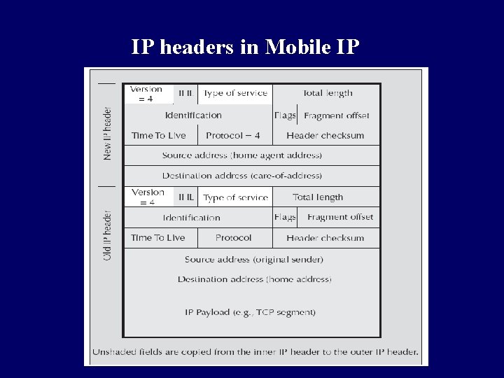 IP headers in Mobile IP 